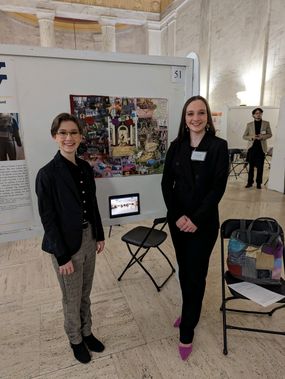 Bec and Elena presenting at the capitol 